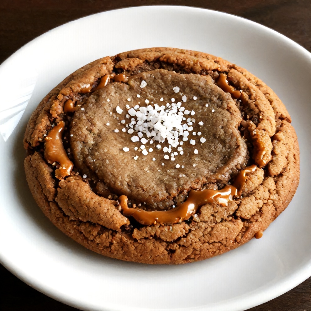 Brown Butter Coffee Toffee Cookies with Sea Salt Topping