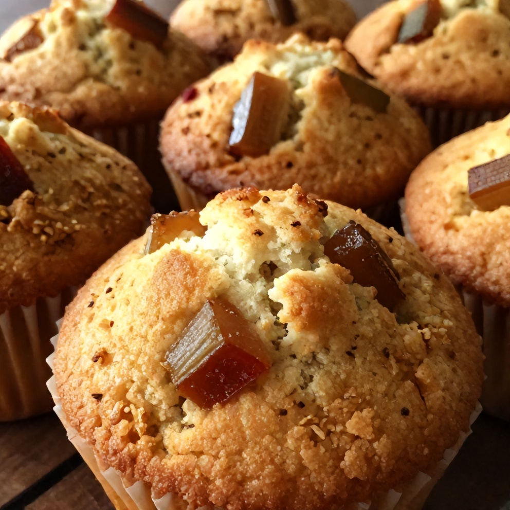 Caramelized Rhubarb Muffins