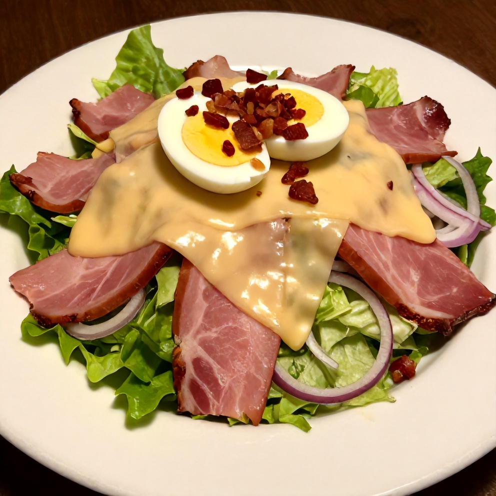 Plated Classic Columbia 1905 Salad with Ham and Swiss Cheese
