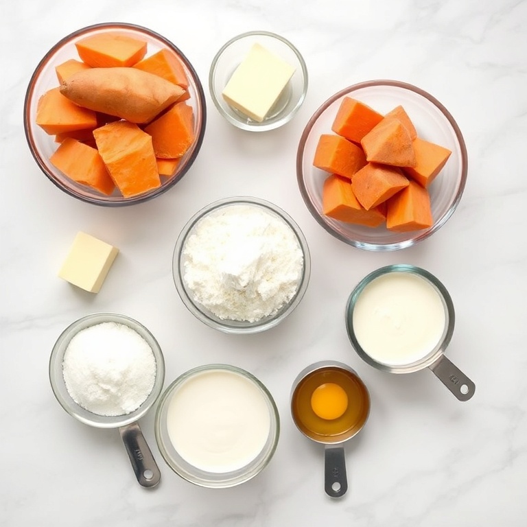 Raw ingredients for sweet potato casserole