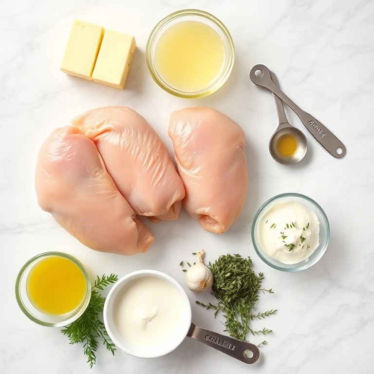 Raw ingredients for Creamy Baked Lemon Butter Chicken