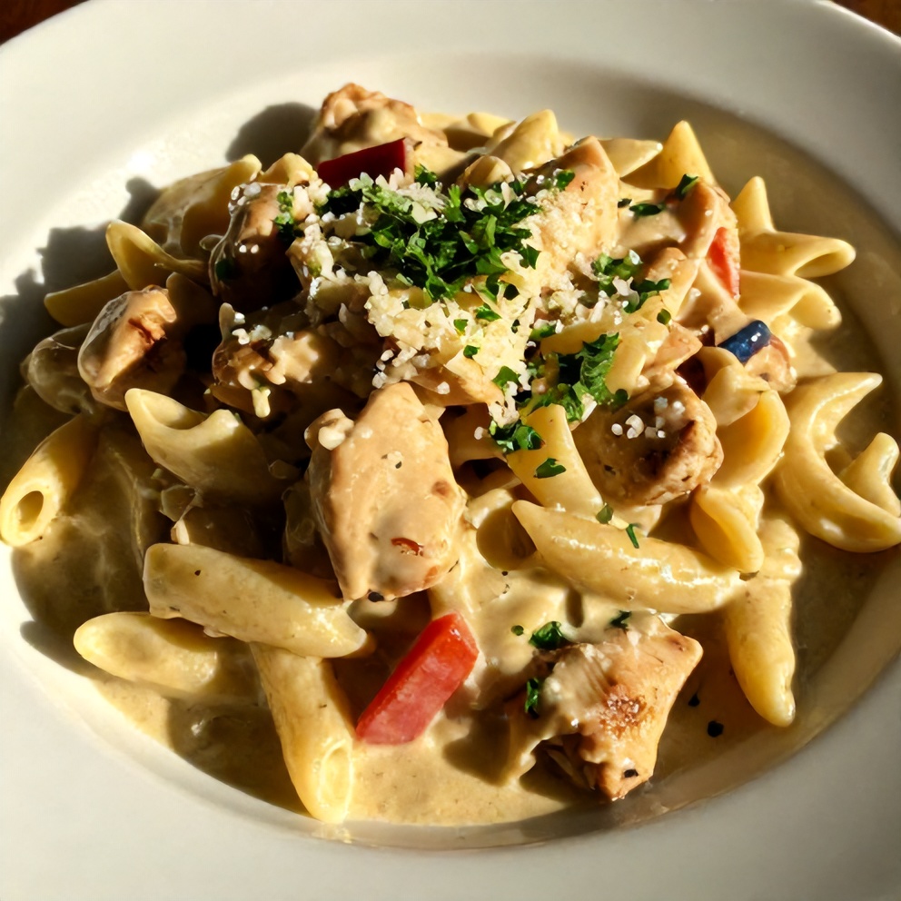 Creamy Cajun Chicken Pasta Close-up