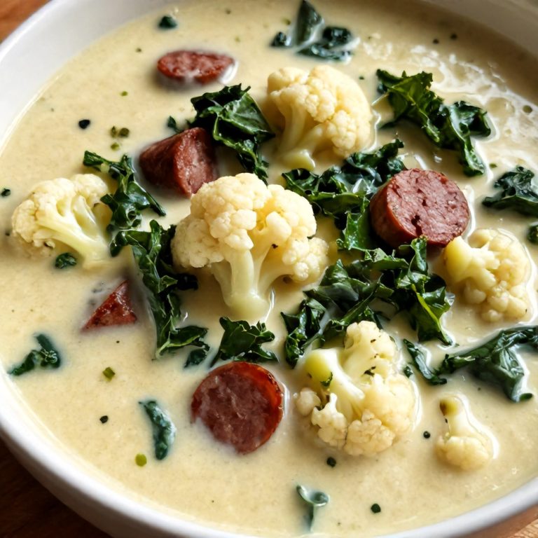 Creamy Cauliflower Sausage Kale Soup