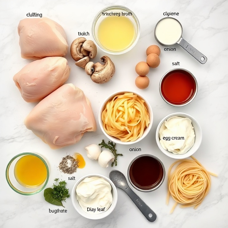 Raw Ingredients for Creamy Chicken Stroganoff