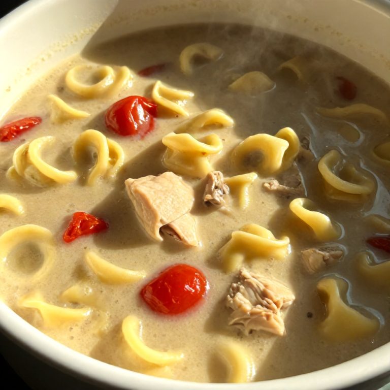 Creamy Crock Pot Chicken Parmesan Soup with Tortellini