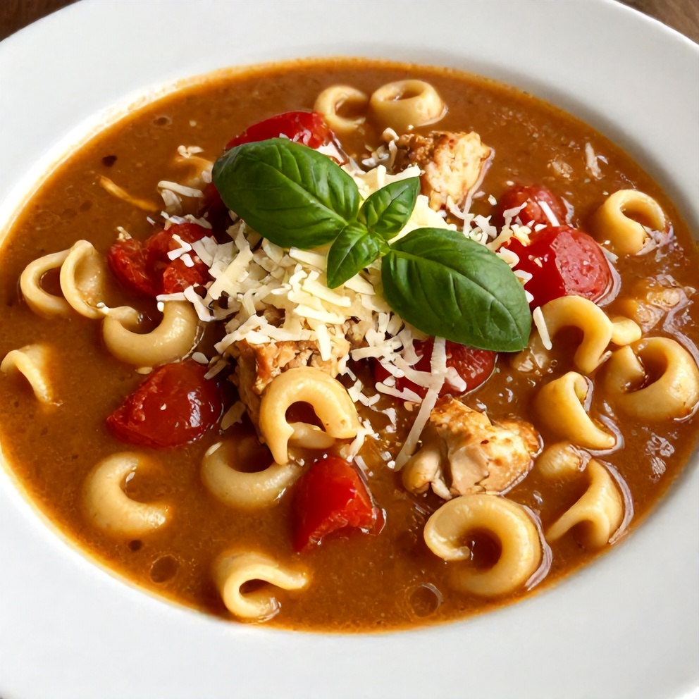 Creamy Crock Pot Chicken Parmesan Soup with Tortellini