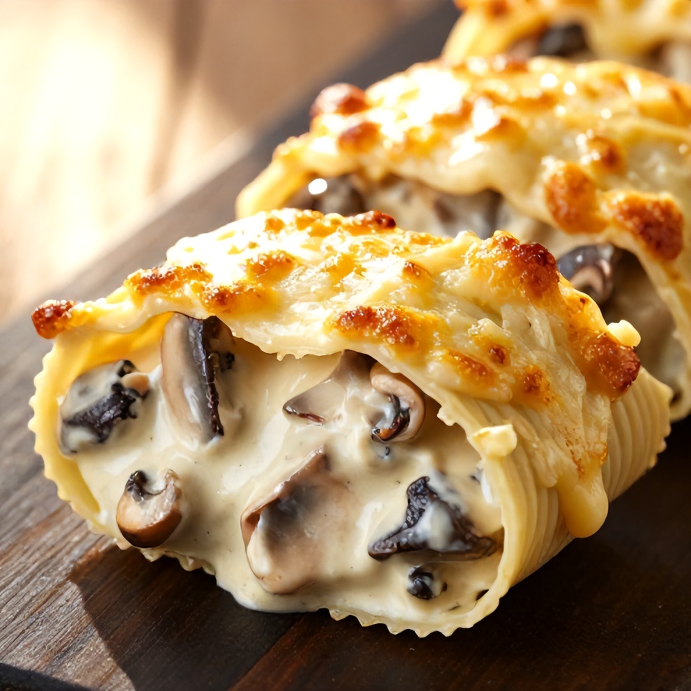 creamy garlic mushroom stuffed shells