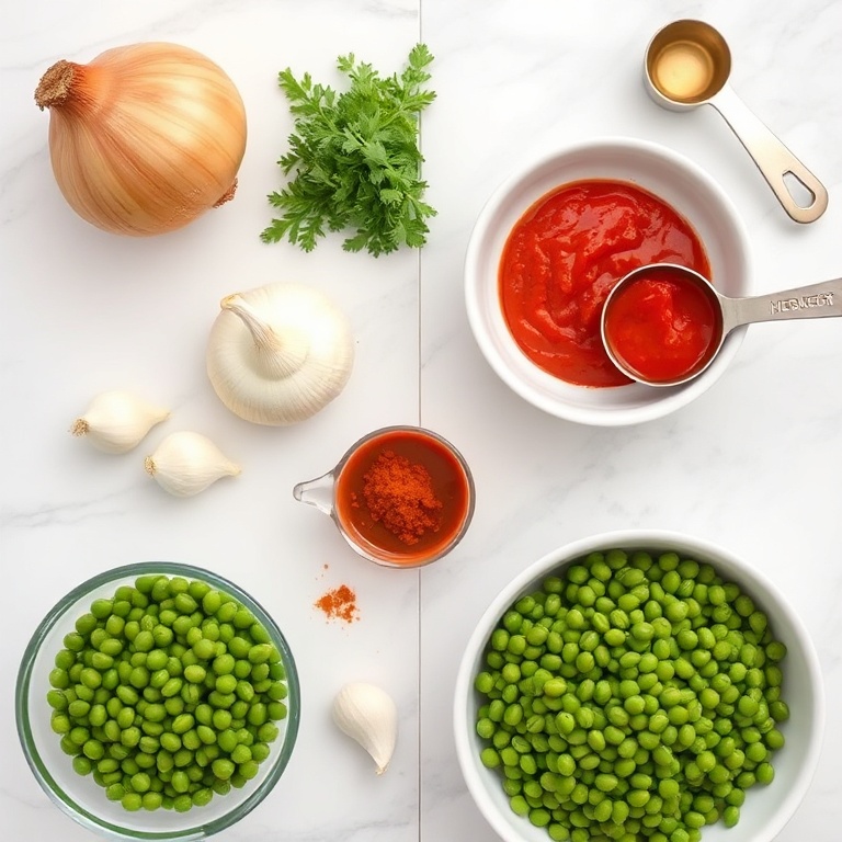 Raw ingredients for Creamy Moroccan Harissa Lentil Soup