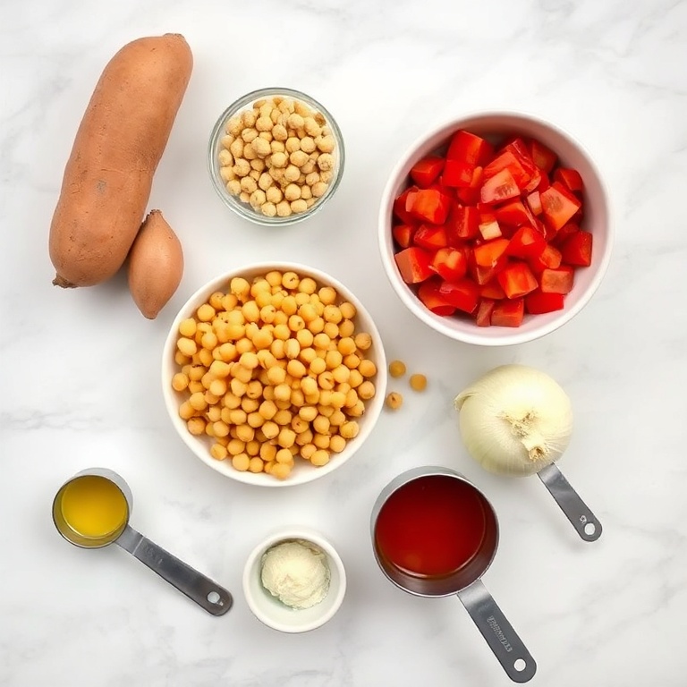 Ingredients for Creamy Moroccan Sweet Potato Soup with Chickpeas