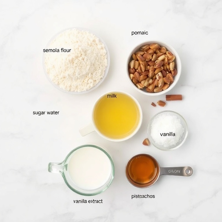 Raw ingredients for Orange Blossom Semolina Pudding