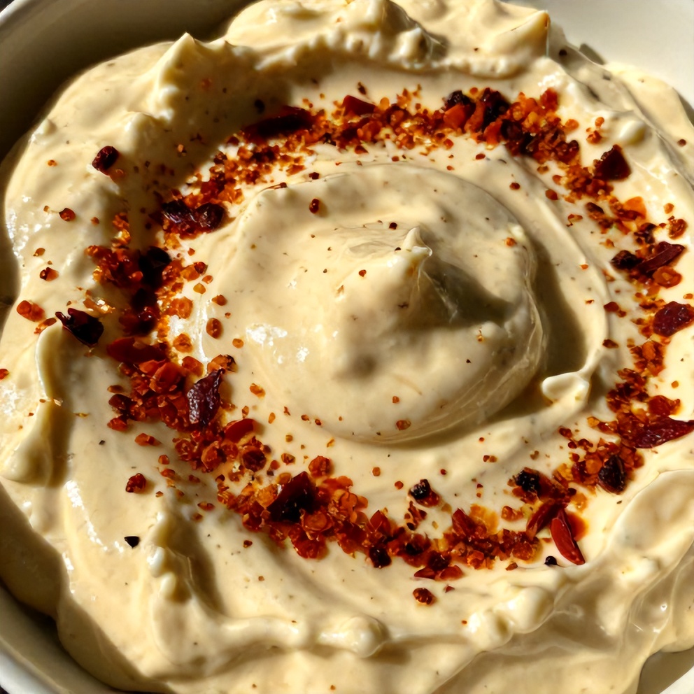 creamy roasted red pepper and garlic dip