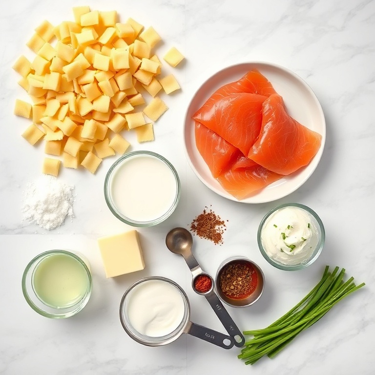 Ingredients for creamy smoked salmon gnocchi