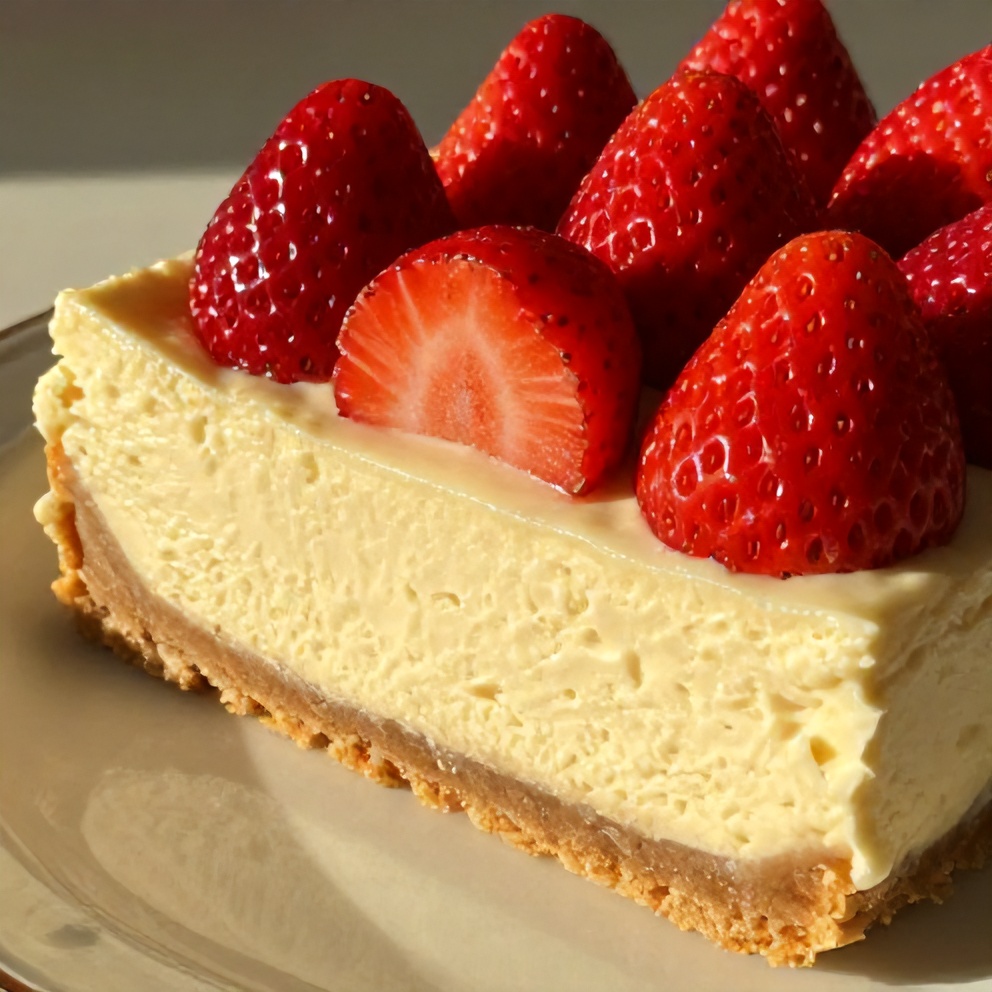 creamy strawberry swirl cheesecake