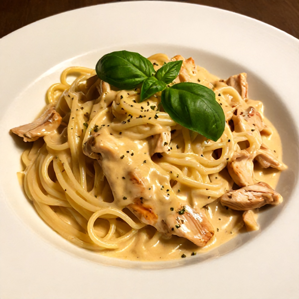 Plated Creamy Tuscan Chicken Pasta
