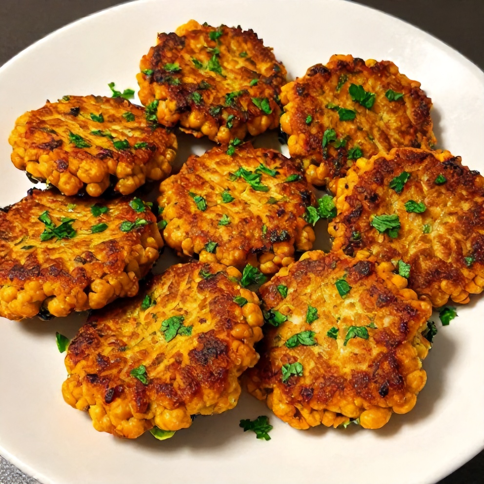 Crispy Baked Chickpea Patties with Fresh Herbs