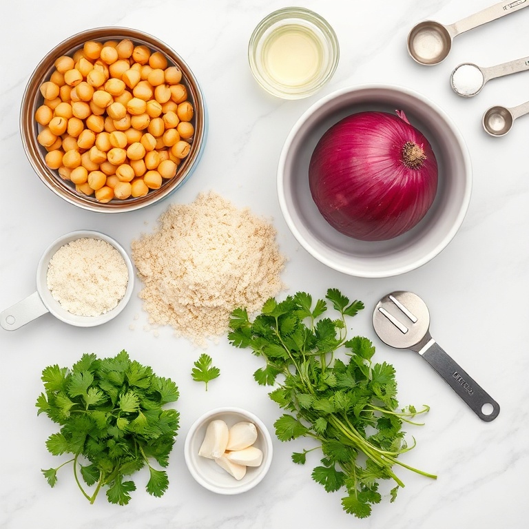 Raw Ingredients for Crispy Baked Chickpea Patties