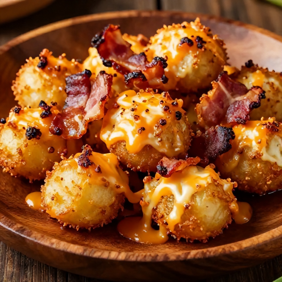 Crispy Cheesy Potato Skins with Bacon on a Platter