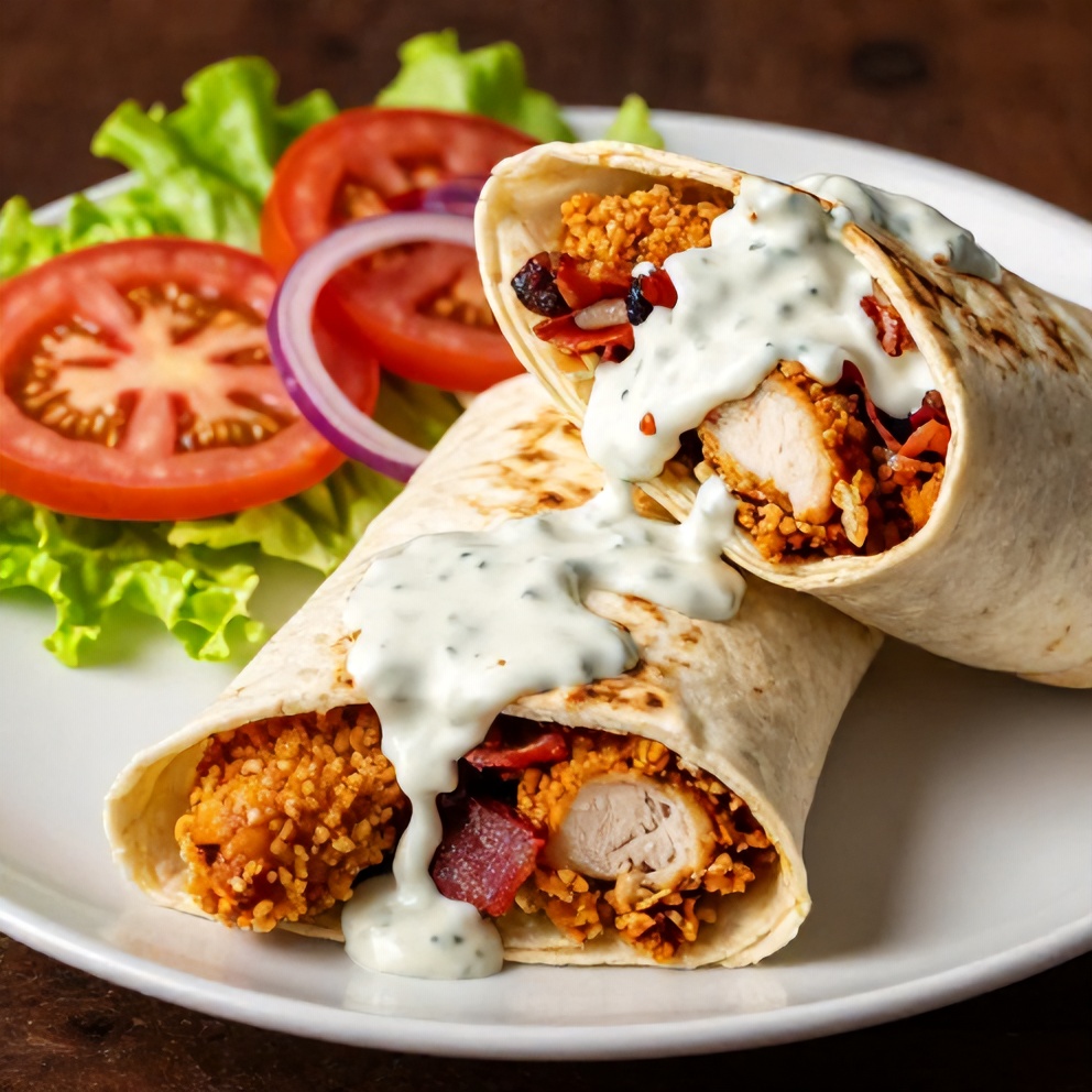 Crispy Chicken Bacon Ranch Wrap on Plate