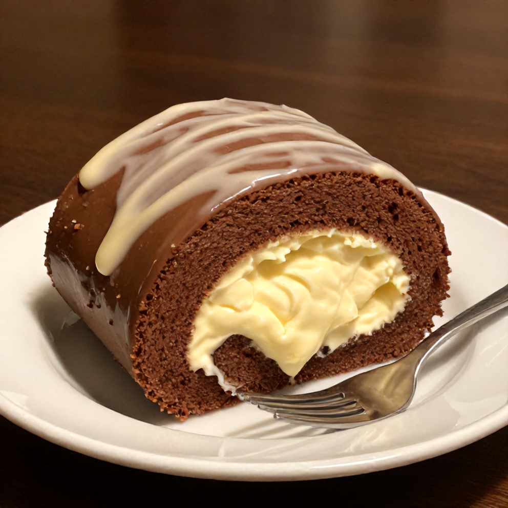Plated Chocolate Rolls with Creamy Vanilla Filling