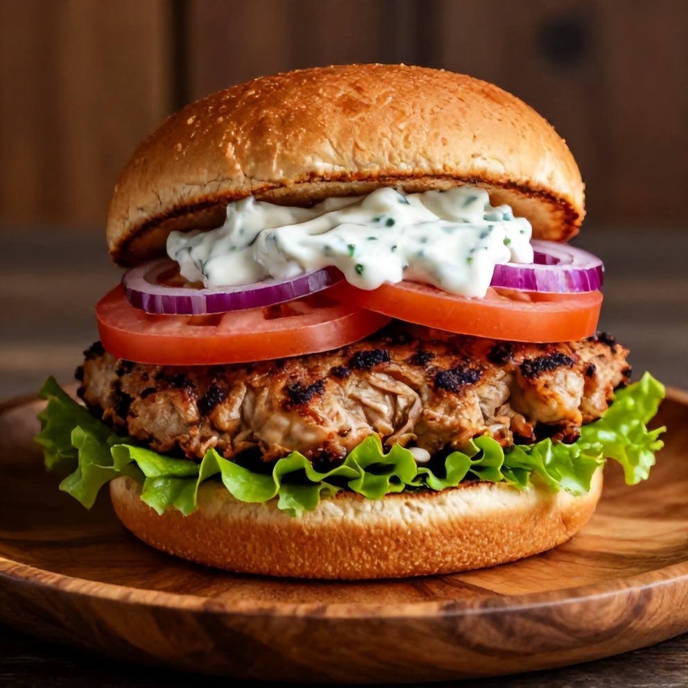 Greek Chicken Burger with tzatziki sauce