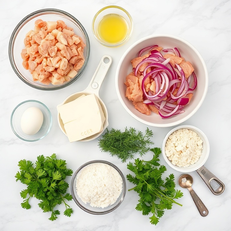 Raw ingredients for Greek Chicken Burgers