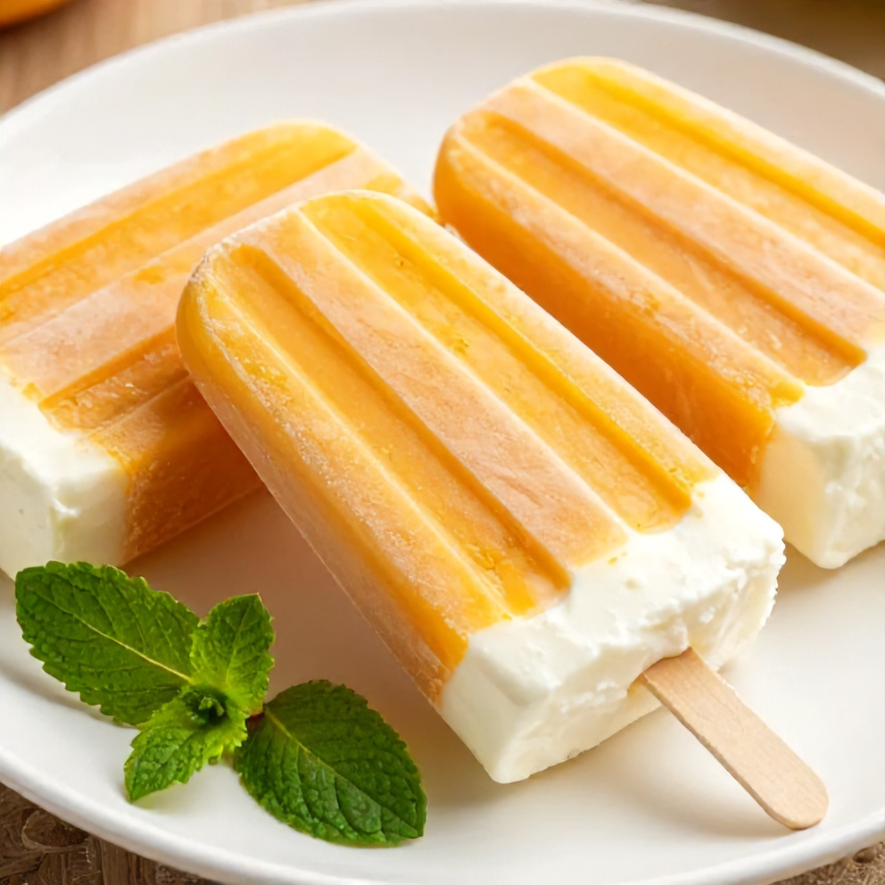 Crispy Mango Greek Yogurt Popsicle on a white plate