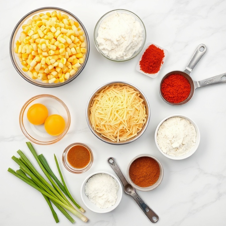 Raw ingredients for Mexican street corn fritters