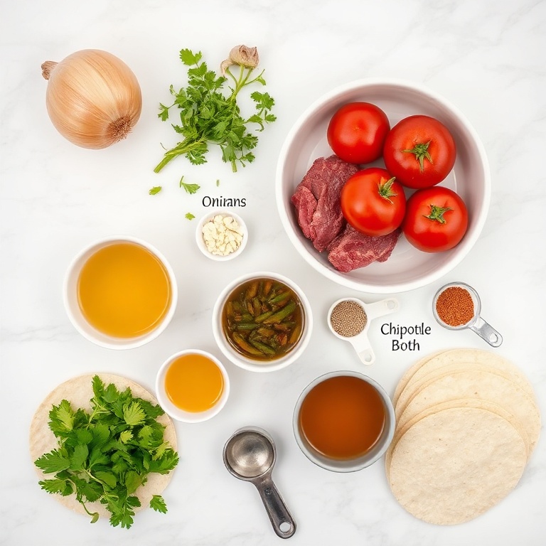 Raw ingredients for Pot Birria Tacos