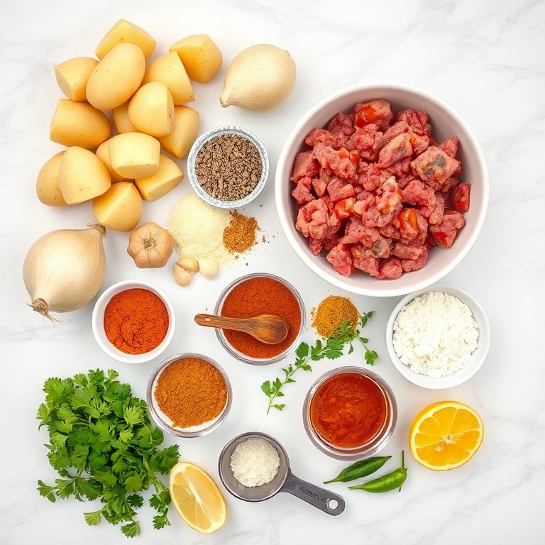 Raw ingredients for Aloo Keema Recipe