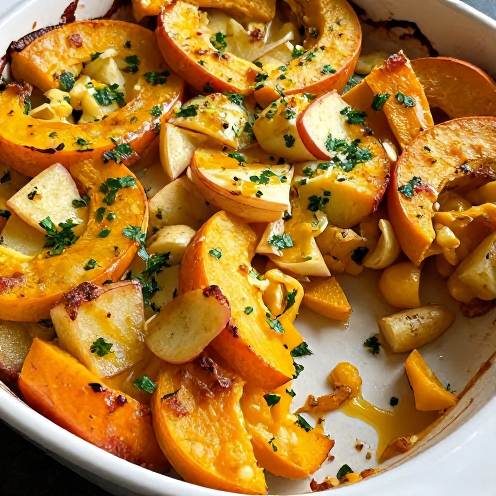 Plated Apple Butternut Squash Casserole with Fresh Parsley