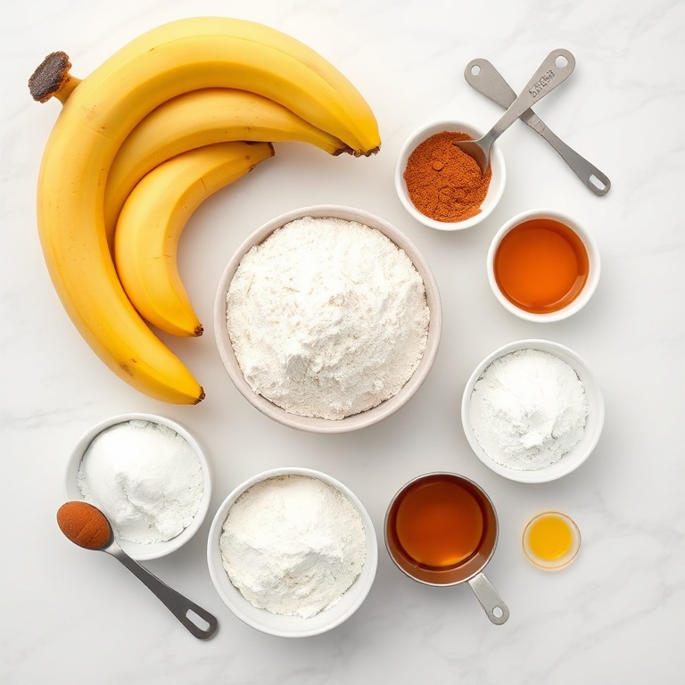 Raw ingredients for baked cinnamon banana fritters