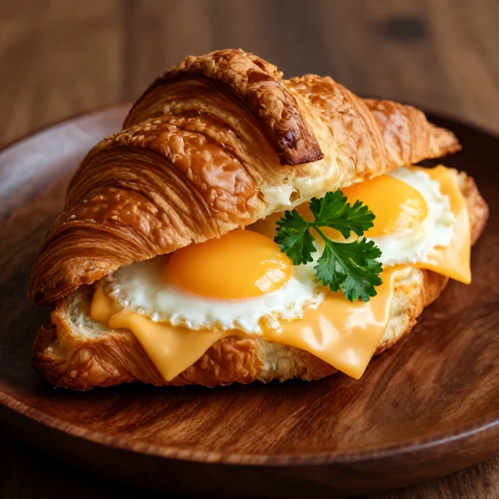 Plated Easy Breakfast Croissant Sandwiches