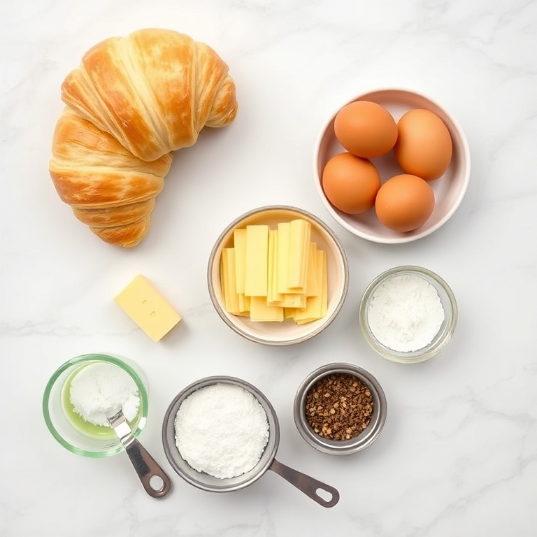 Raw ingredients for Easy Breakfast Croissant Sandwiches