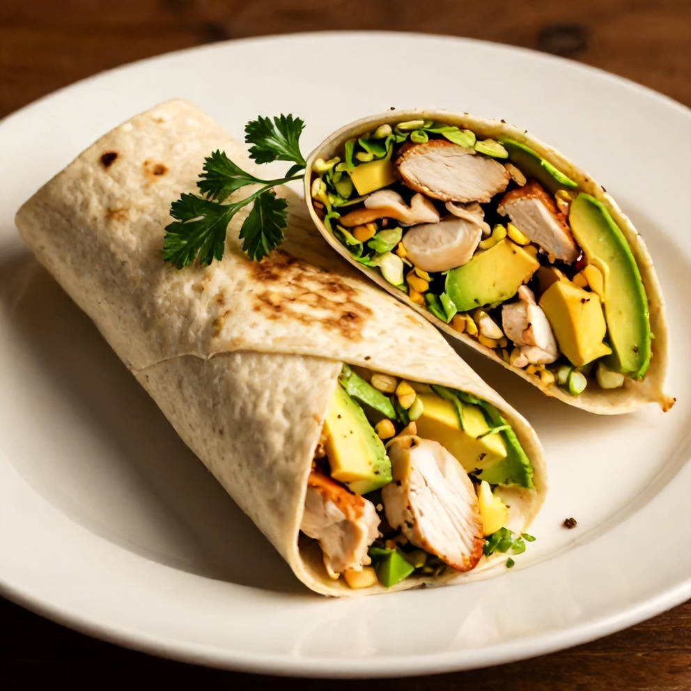 Chicken Avocado Wrap ready to serve