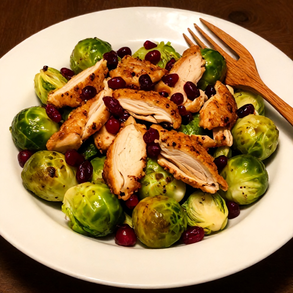Plated Chicken Brussels Sprout Salad