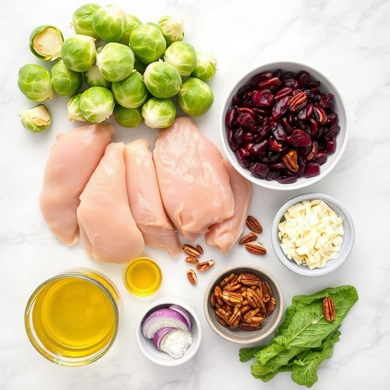 Raw ingredients for Chicken Brussels Sprout Salad