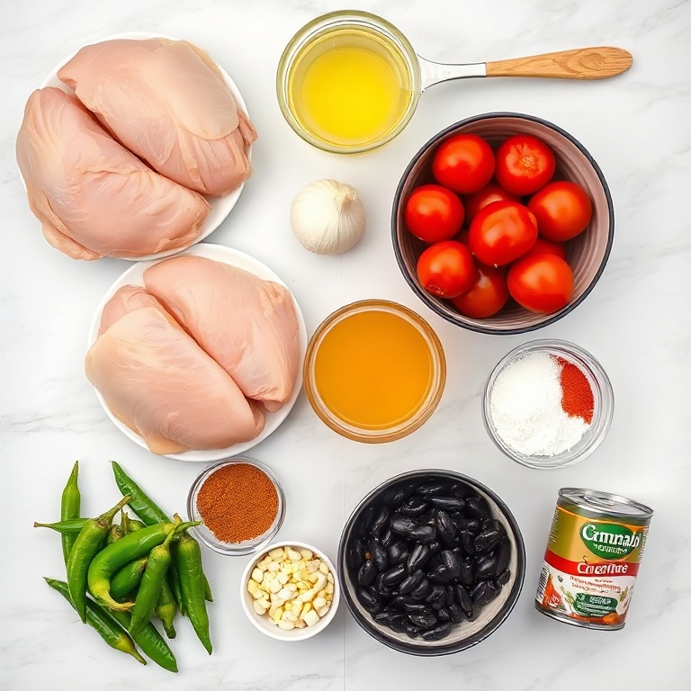Raw ingredients for Chicken Enchilada Soup