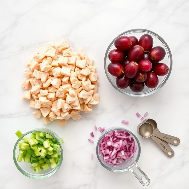 Raw ingredients for Easy Chicken Grape Salad