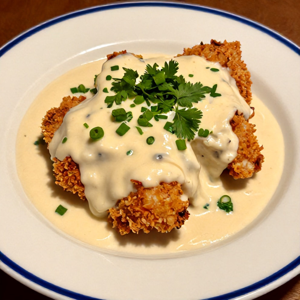Easy Coconut Chicken with Creamy Tangy Sauce on a Plate