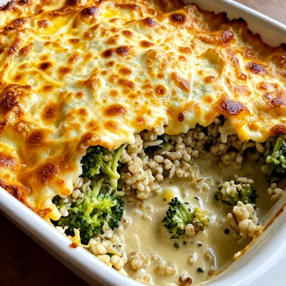 Easy Creamy Broccoli Quinoa Bake