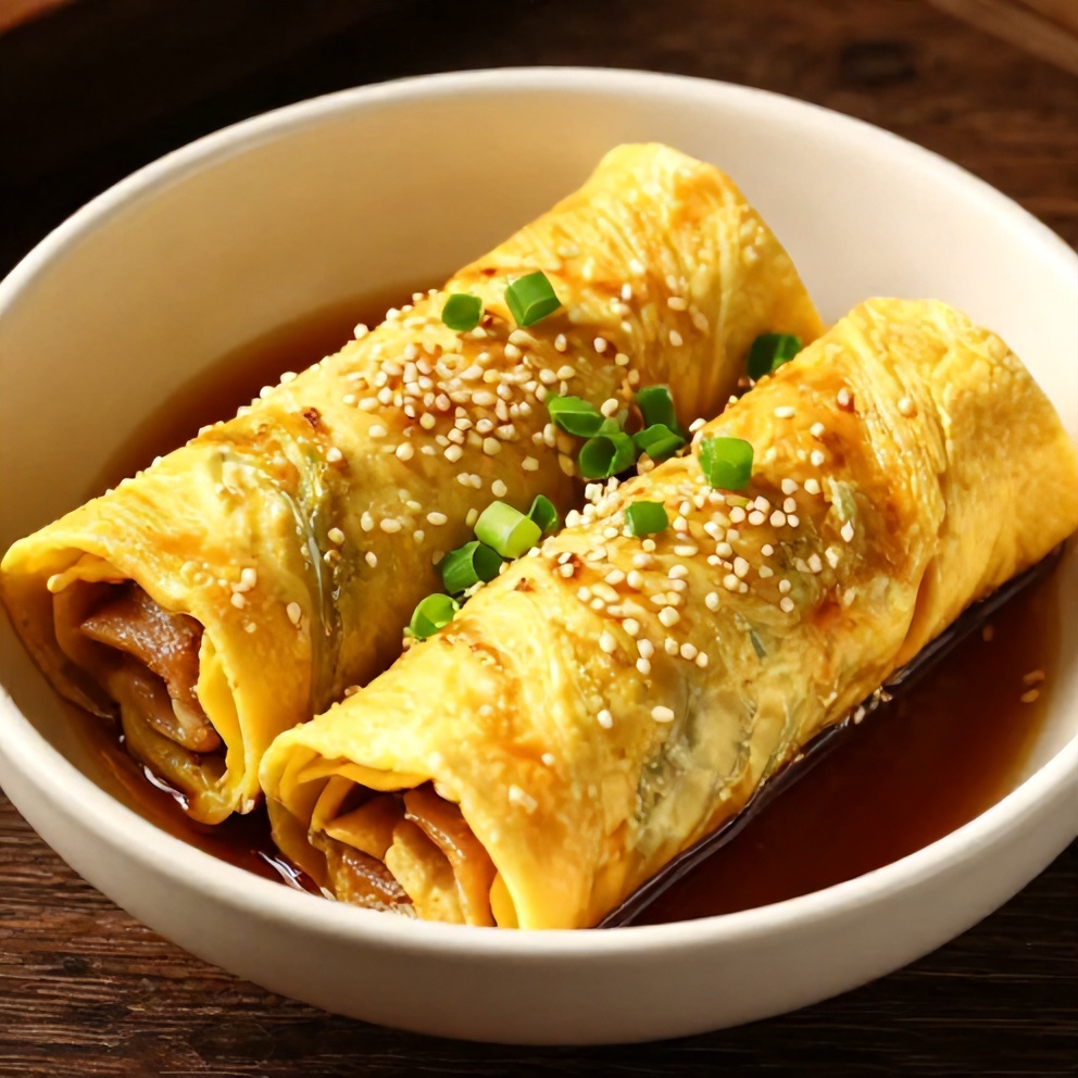 Finished egg roll in a bowl with ground turkey and cabbage