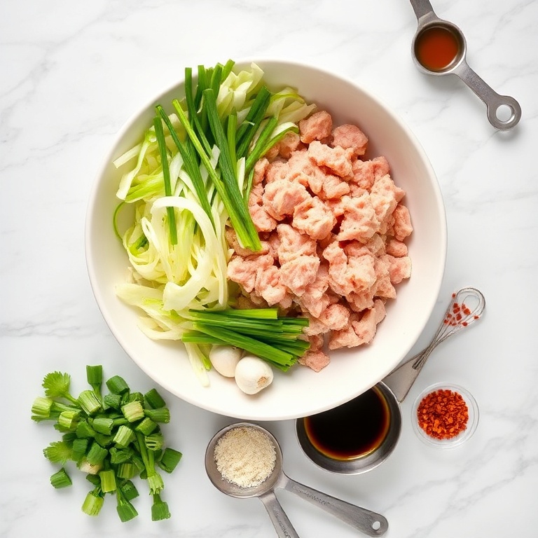Raw ingredients for easy egg roll in a bowl