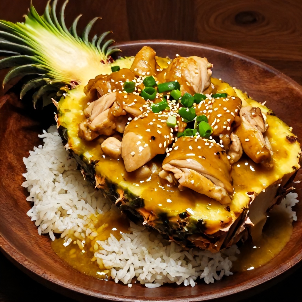 Plated Hawaiian Chicken with Pineapple