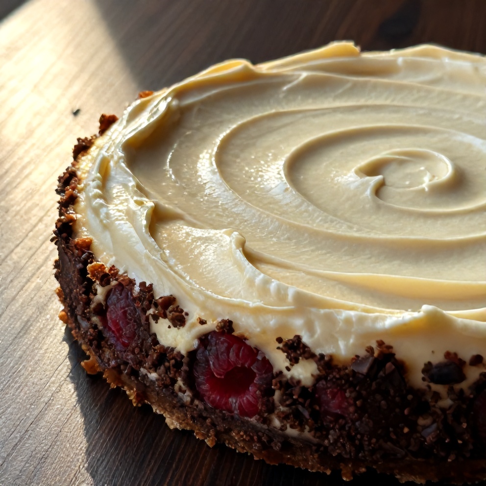 Easy Dark Chocolate Raspberry Cheesecake