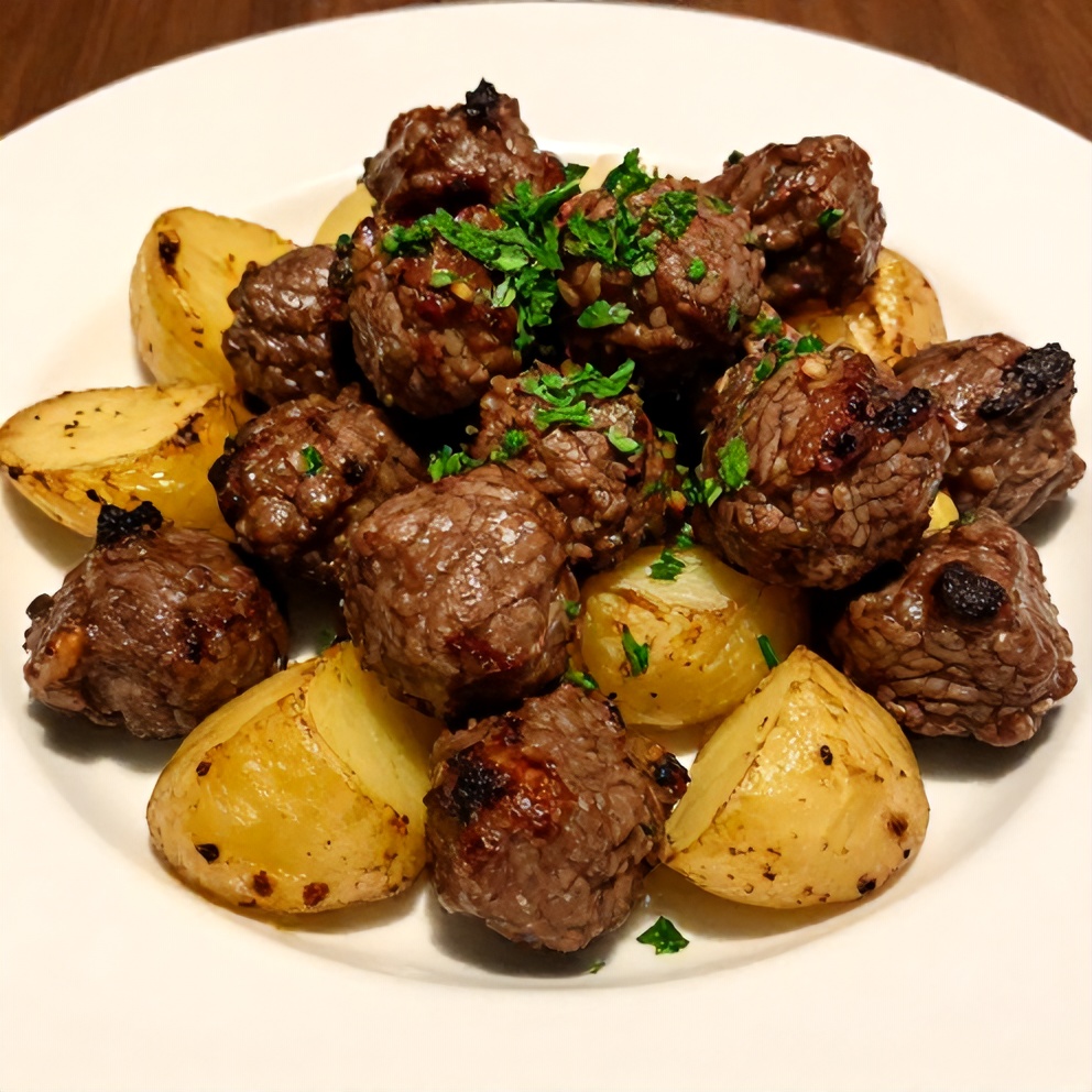 Garlic Butter Steak Bites with Potatoes
