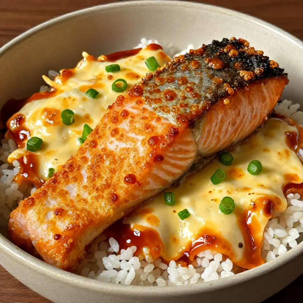 easy gochujang butter salmon rice bowl