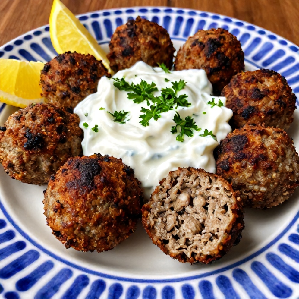 Greek Lentil Meatballs with Tzatziki Sauce