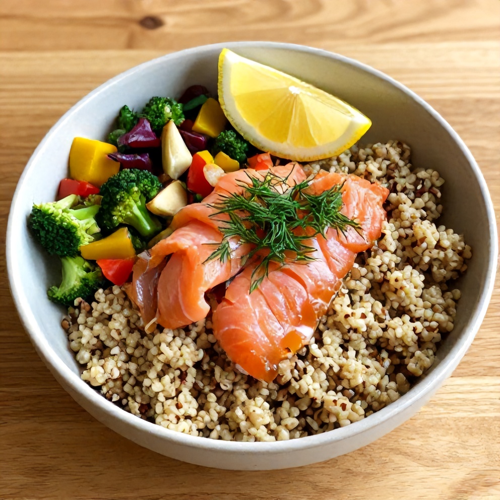 Finished Smoked Salmon Quinoa Breakfast Bowl