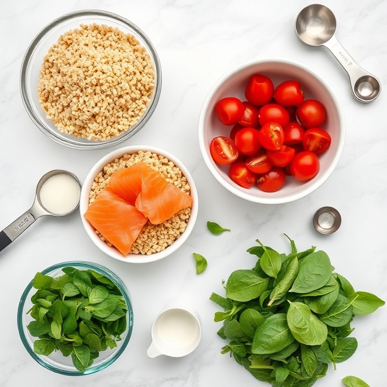 Raw Ingredients for Smoked Salmon Quinoa Breakfast Bowls