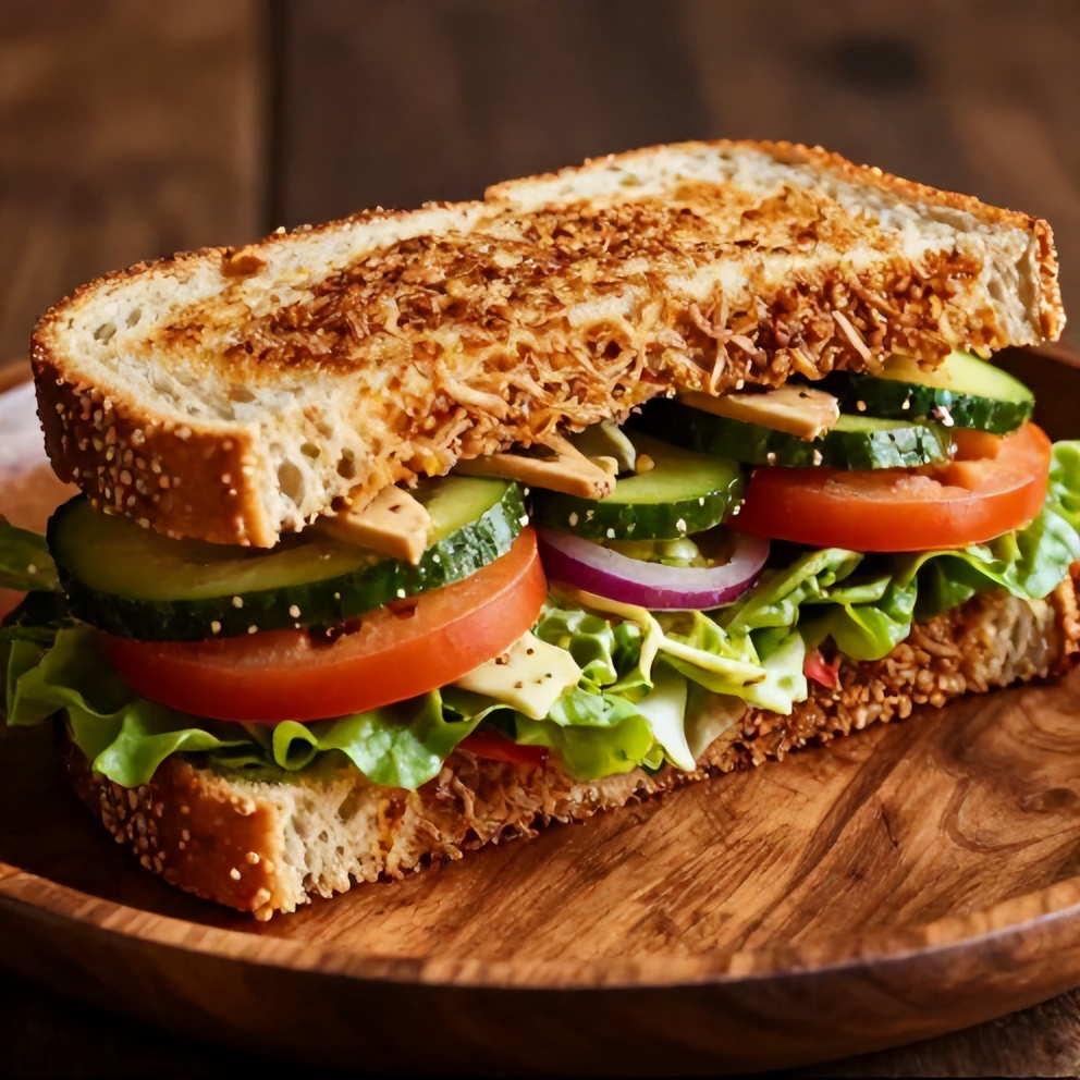 Close-up of Italian grinder salad sandwich with a fork
